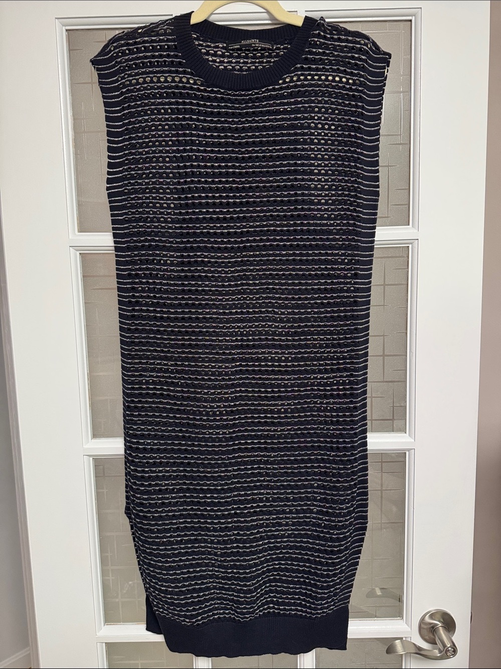 All Saints navy blue and silver Knit Swim Coverup